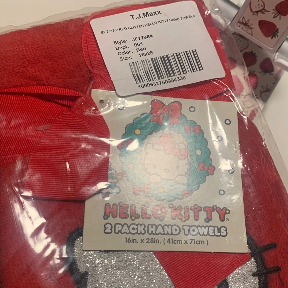 Hello Kitty Festive Holiday Red Hand Towels